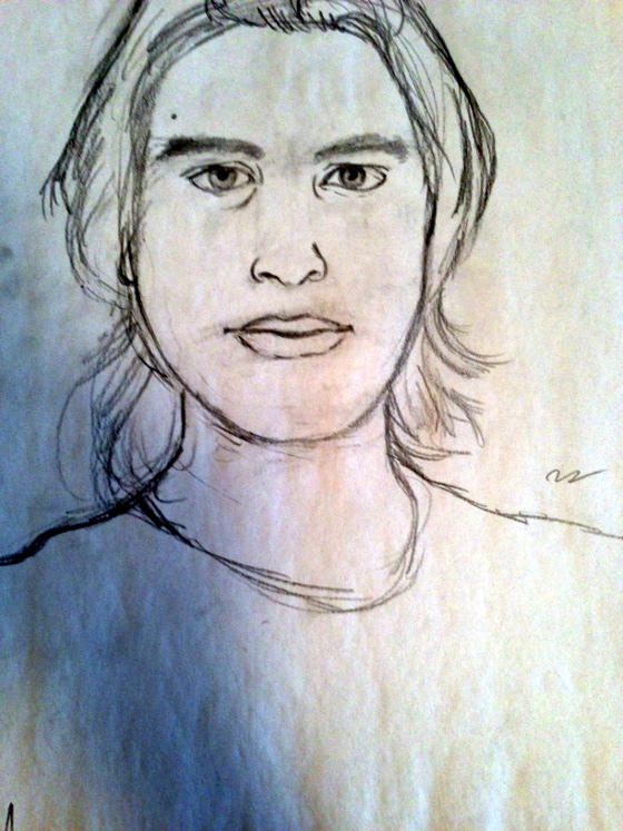 Graphite sketch, feeling out the space