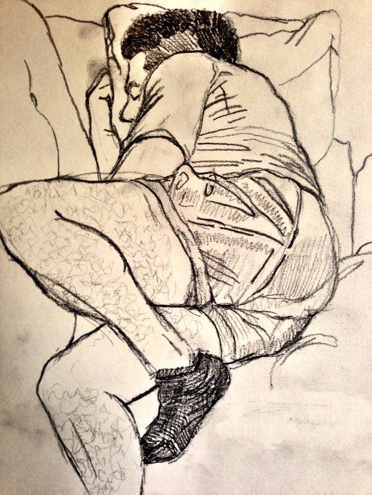 Coucher. Charcoal on heavyweight drawing paper