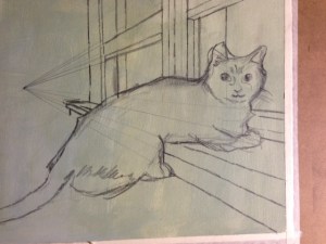Graphite plan for feline portrait