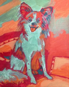 Martini (underpainting). Acrylic on canvas. 8" x 10"