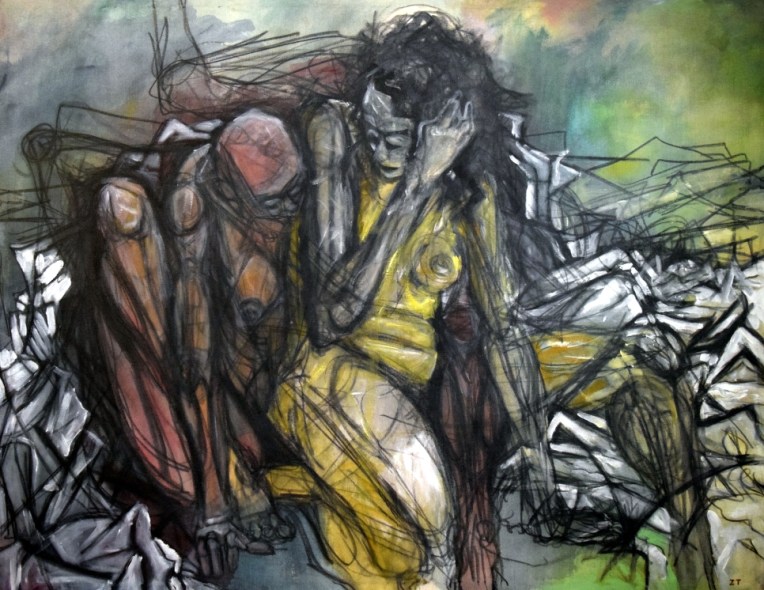 Imaginary Figures. Acrylic and charcoal on canvas. 36" x 48"