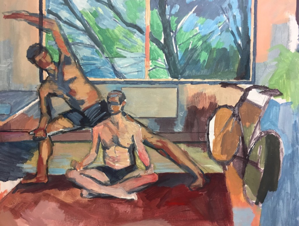 Figure & interior study. Acrylic and charcoal on canvas. 18" x 24"