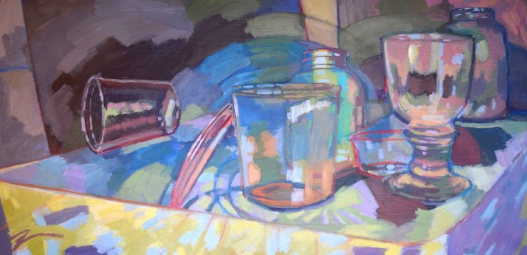 Vessel Work. Acrylic and ink on canvas. 18" x 36"