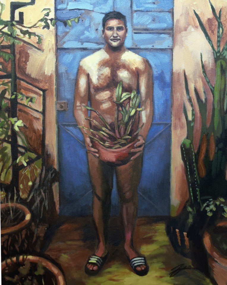 Self-Portrait (Oaxaca). Acrylic on canvas. 18" x 24"